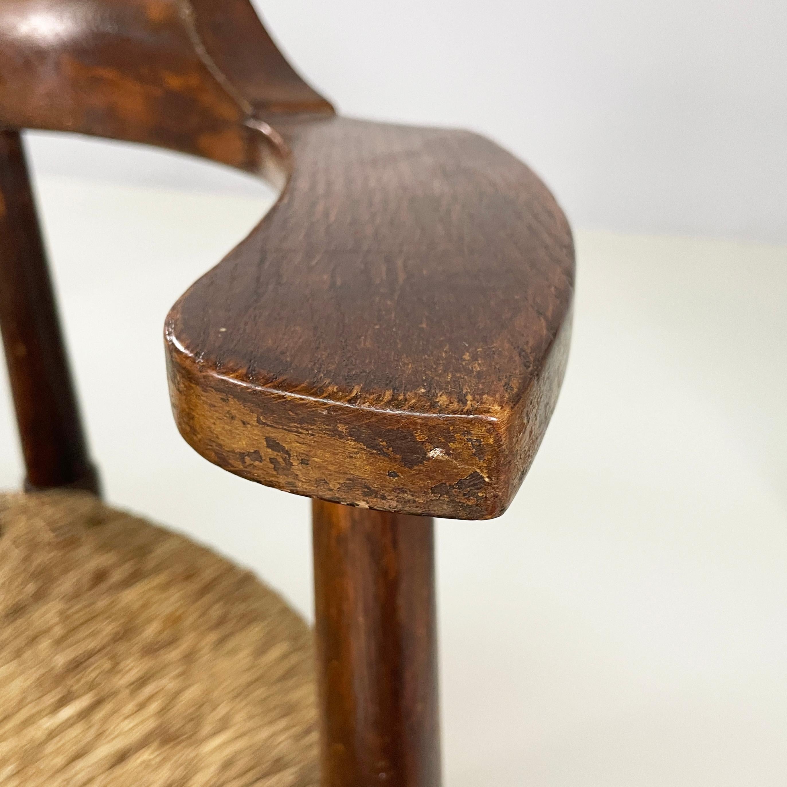 Italian mid-century modern Tub chairs in straw and wood, 1970s For Sale 6