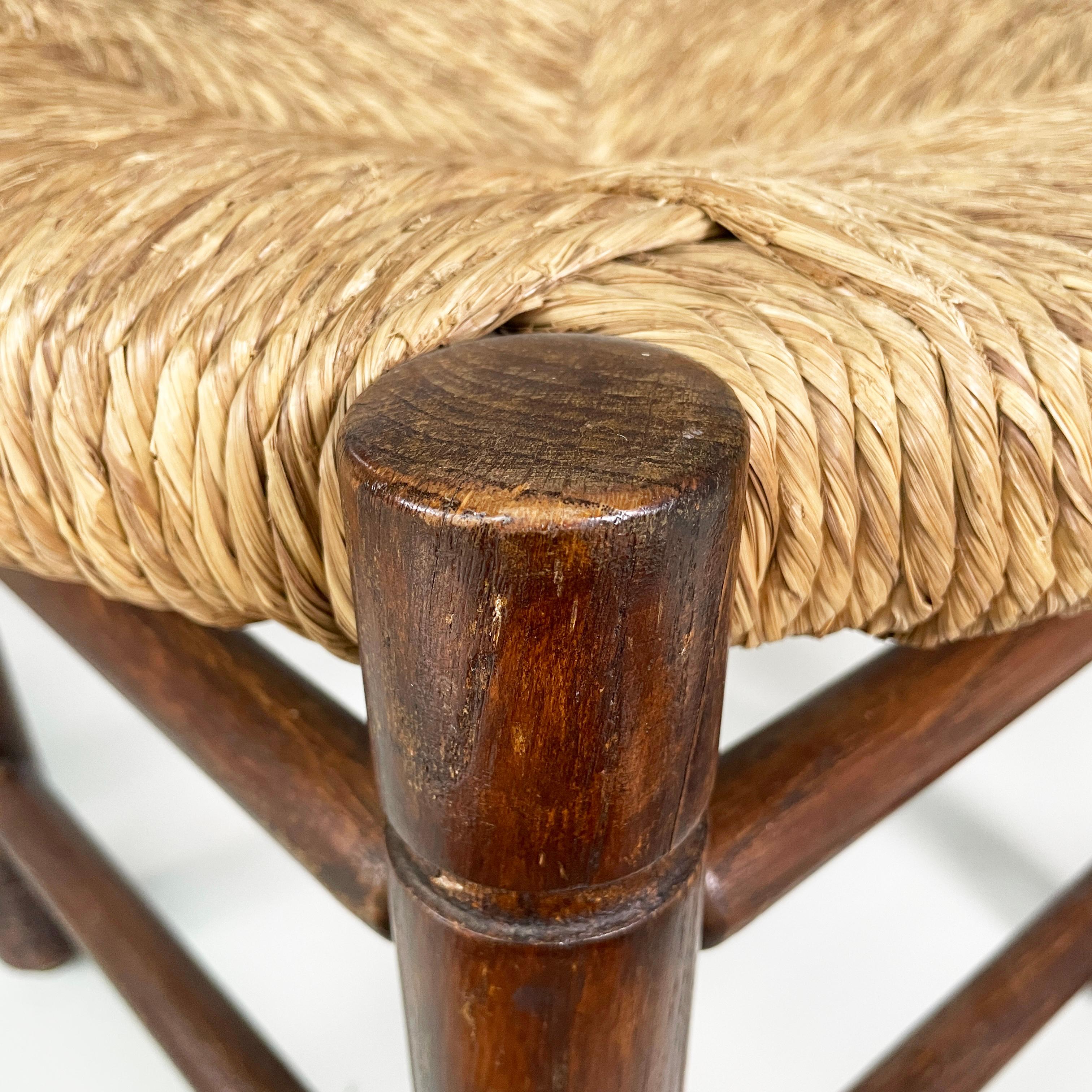 Italian mid-century modern Tub chairs in straw and wood, 1970s For Sale 8