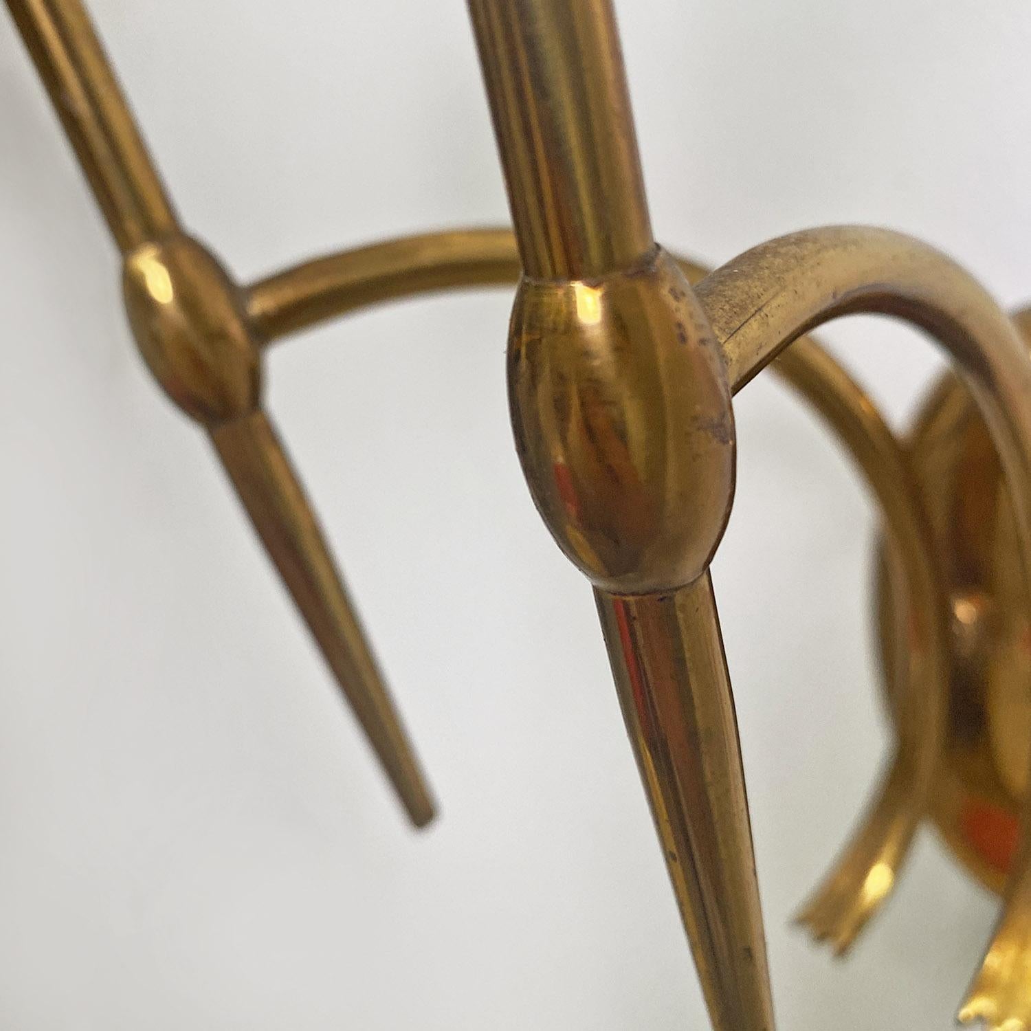 Italian mid-century modern two-arm brass wall lamps with cone lamp holder, 1950s For Sale 6