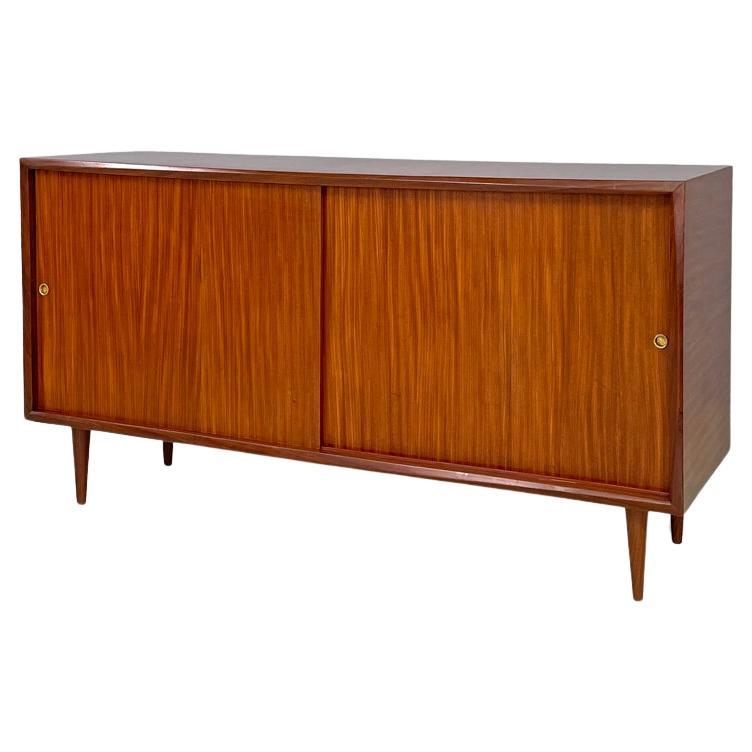 Italian mid-century modern two doors wooden sideboard with brass handles, 1960s