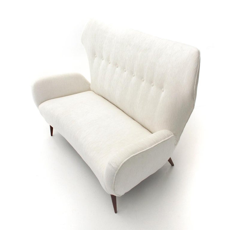 Italian Mid-Century Modern Two-Seat White Velvet Sofa, 1940s at 1stdibs