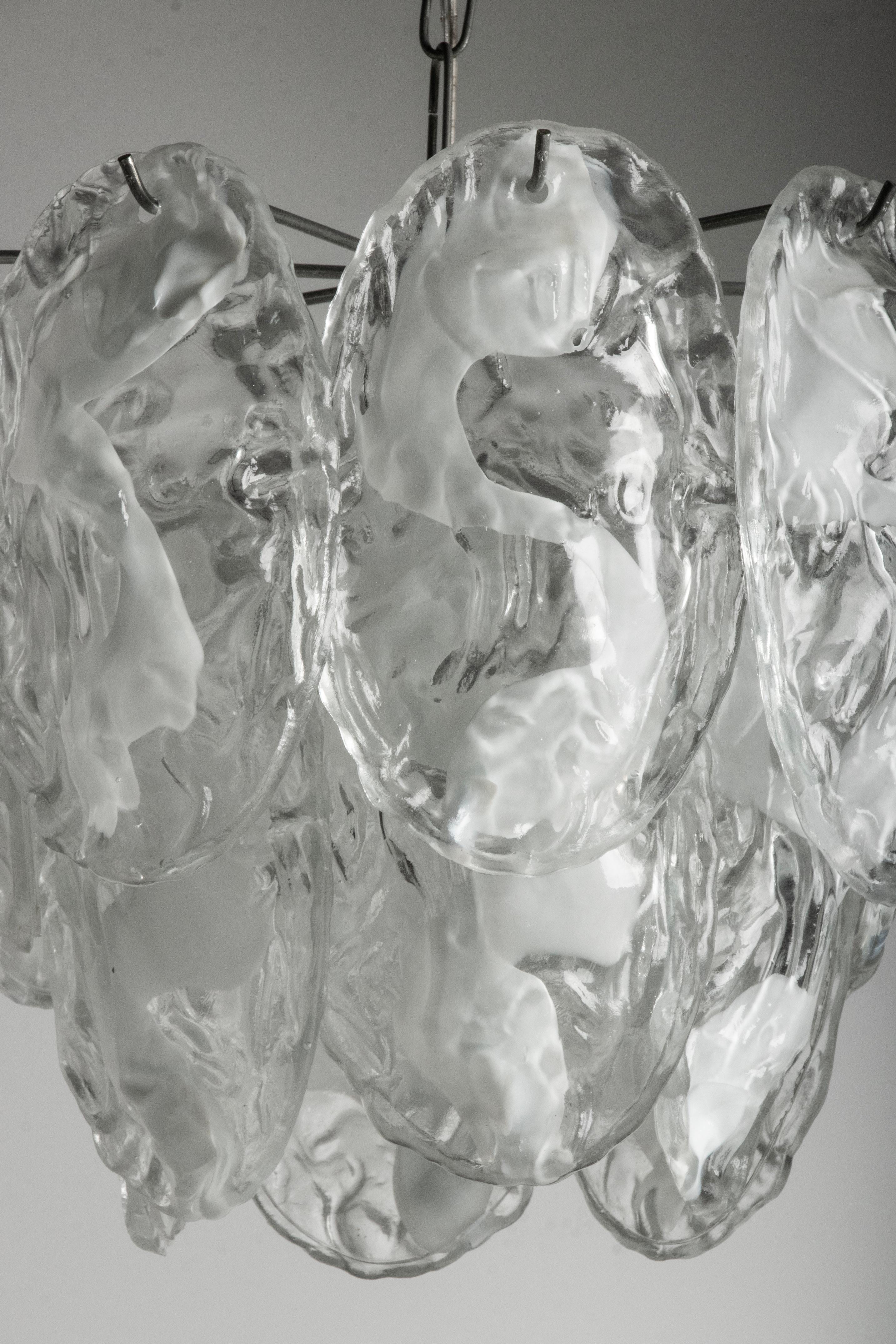 Italian Mid-Century Modern Two-trier Murano Organic Glass Chandelier 6