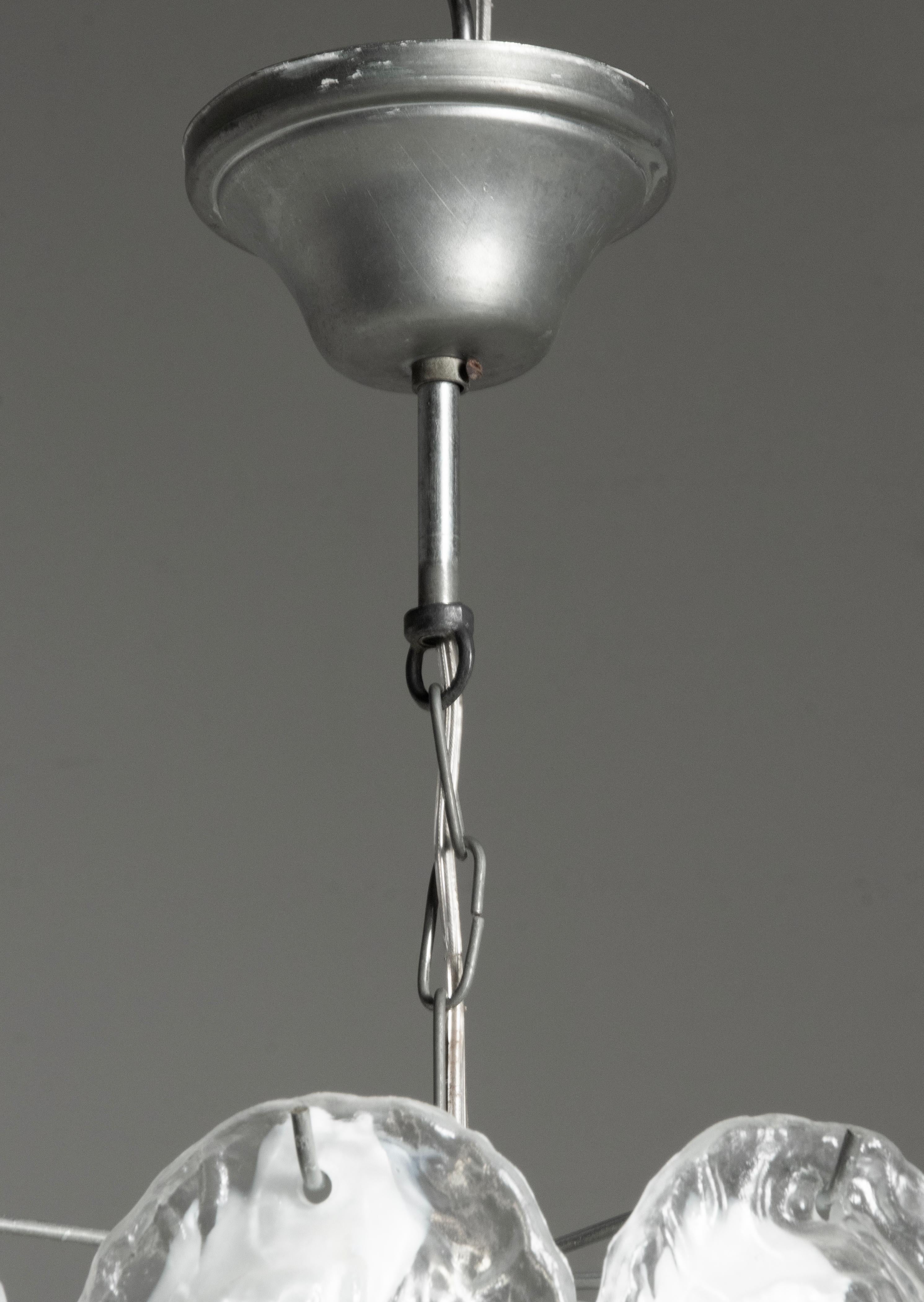 Italian Mid-Century Modern Two-trier Murano Organic Glass Chandelier 8