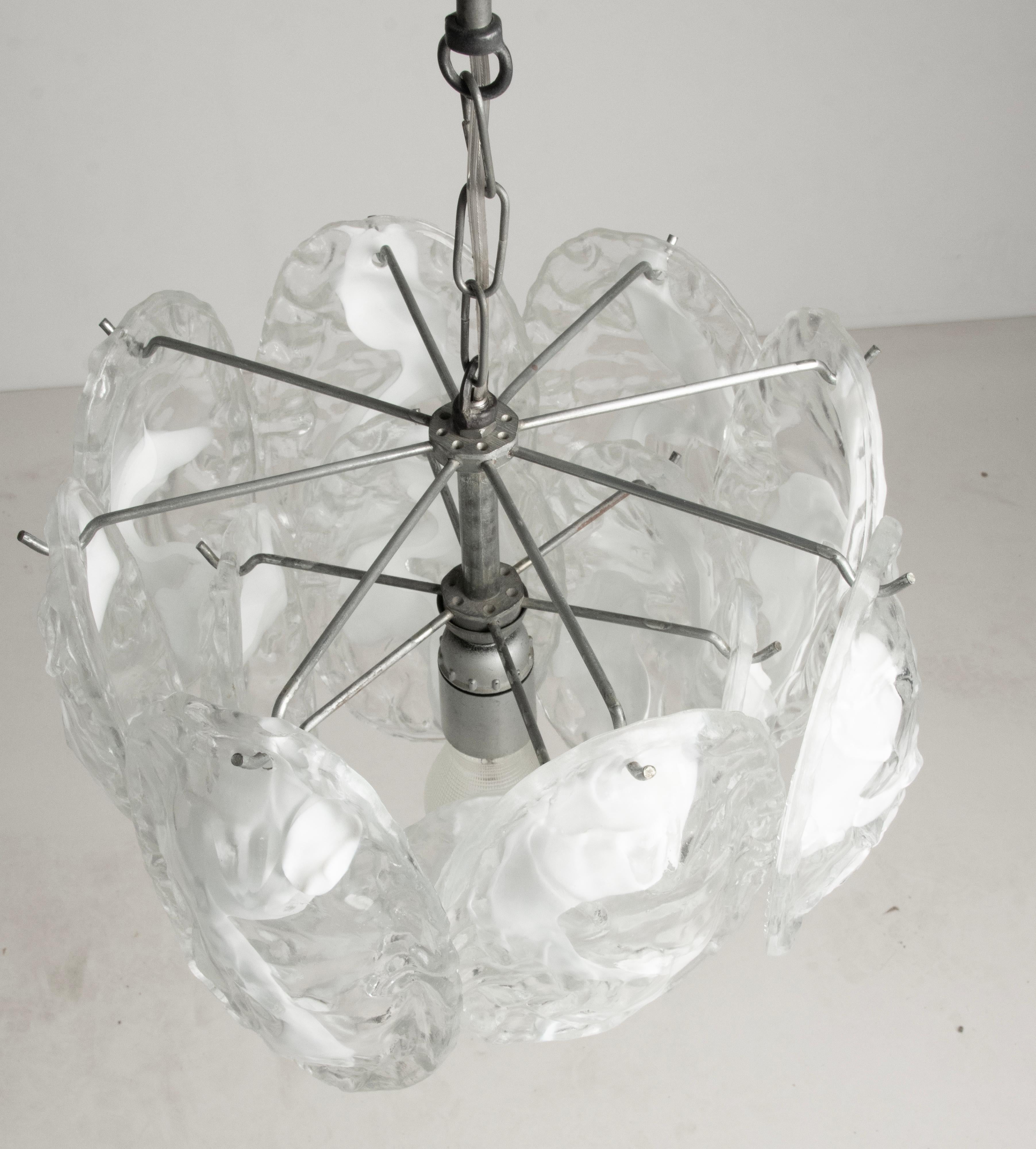 Italian Mid-Century Modern Two-trier Murano Organic Glass Chandelier 15