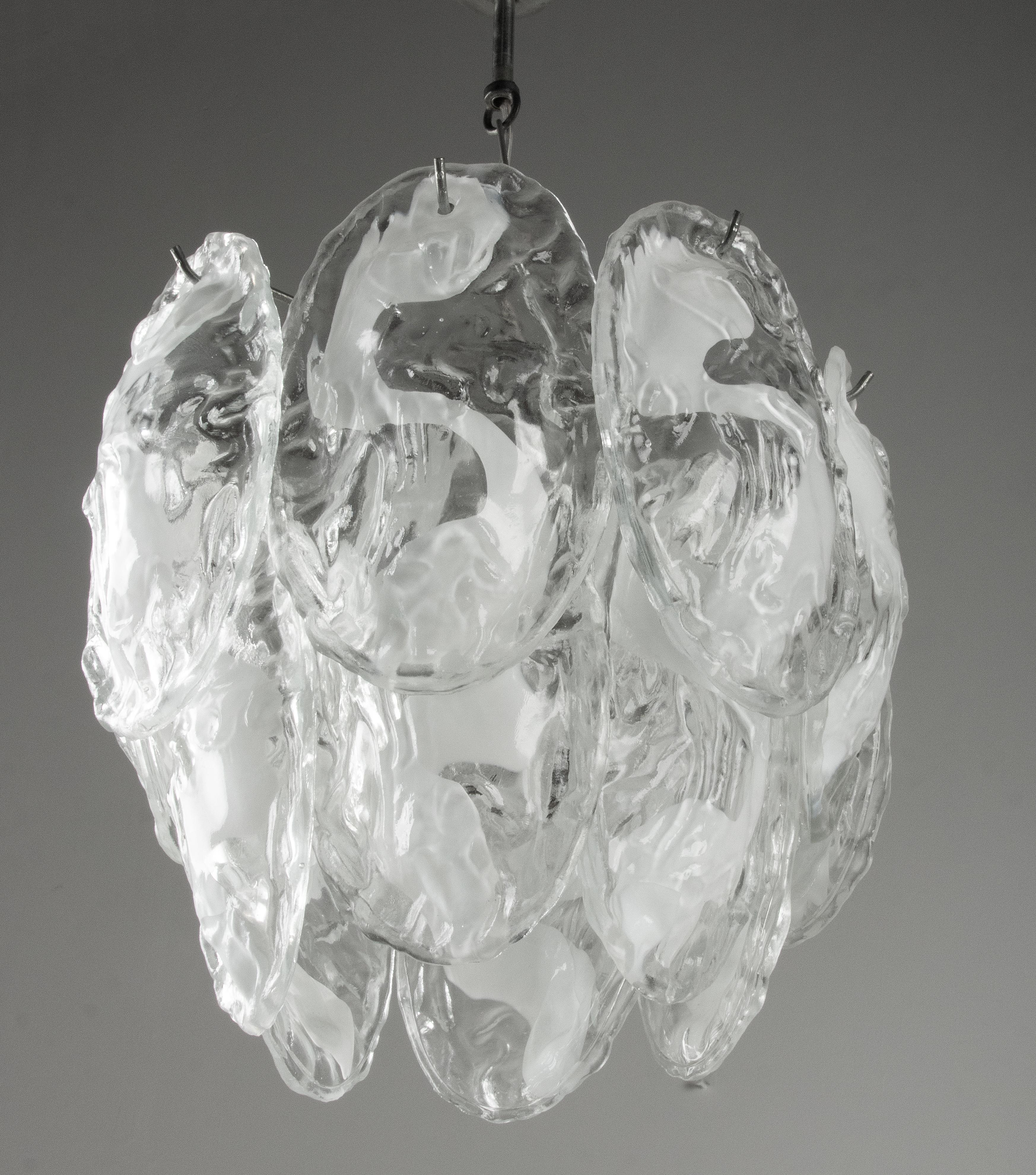Mid-20th Century Italian Mid-Century Modern Two-trier Murano Organic Glass Chandelier