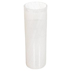 Vase italien moderne du milieu du siècle dernier en verre de Murano blanc et transparent, 1960