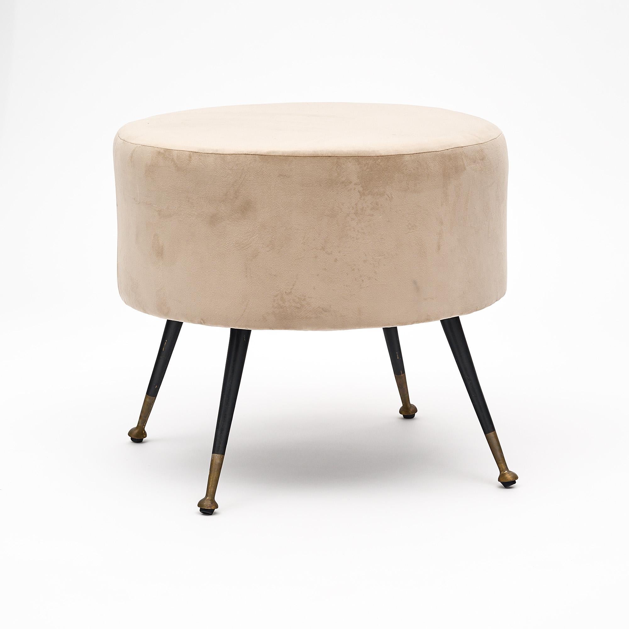 Italian Mid-Century Modern Velvet Stools 3