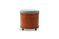 Italian Mid-Century Modern Velvet Upholstered Ottoman with Storage