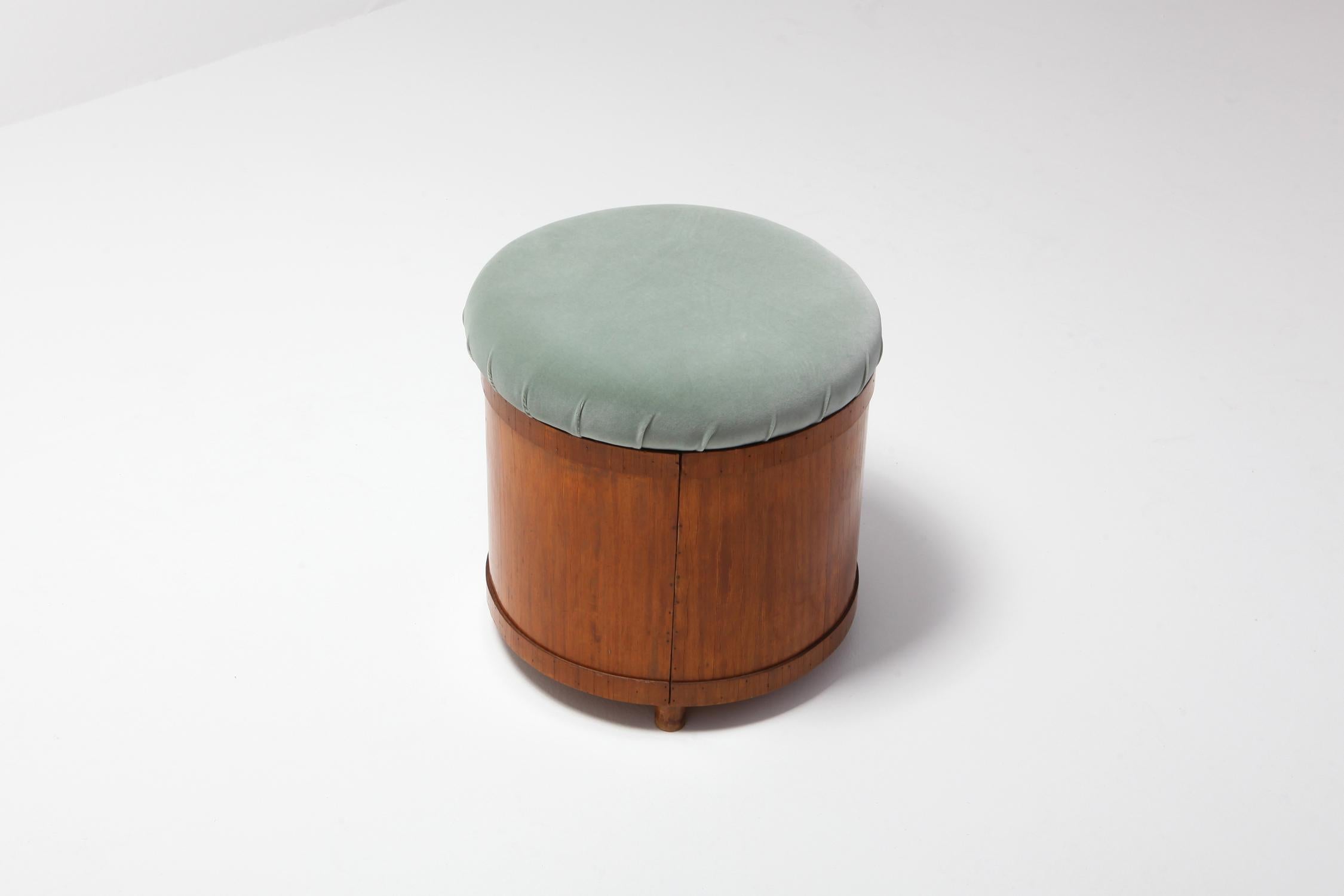 Italian Mid-Century Modern Velvet Upholstered Ottoman with Storage 1
