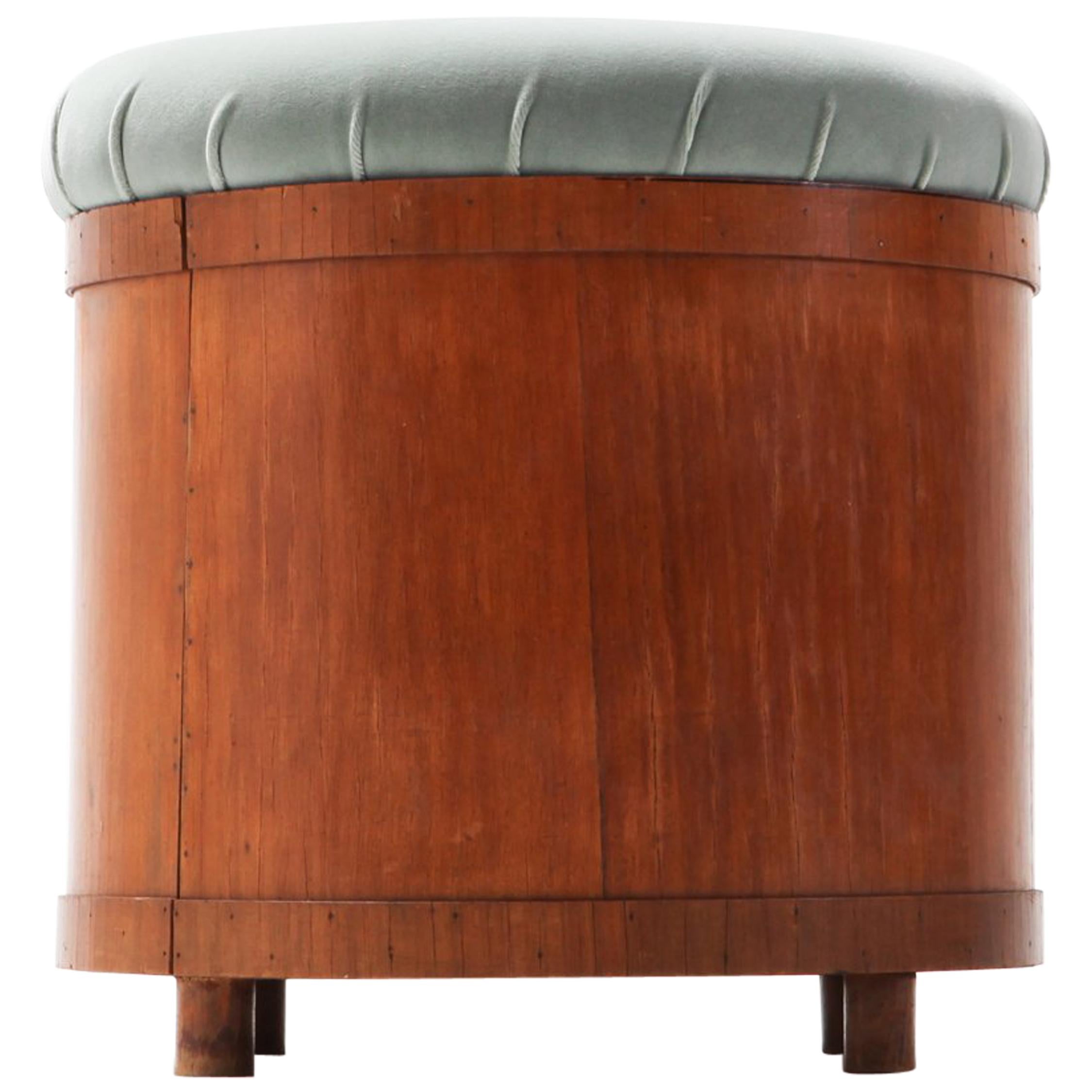 Italian Mid-Century Modern Velvet Upholstered Ottoman with Storage