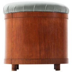 Italian Mid-Century Modern Velvet Upholstered Ottoman with Storage