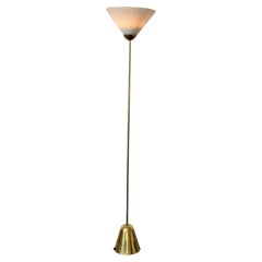 Italian Mid Century Modern Venini Floor Lamp in Brass and Glass, 1960s