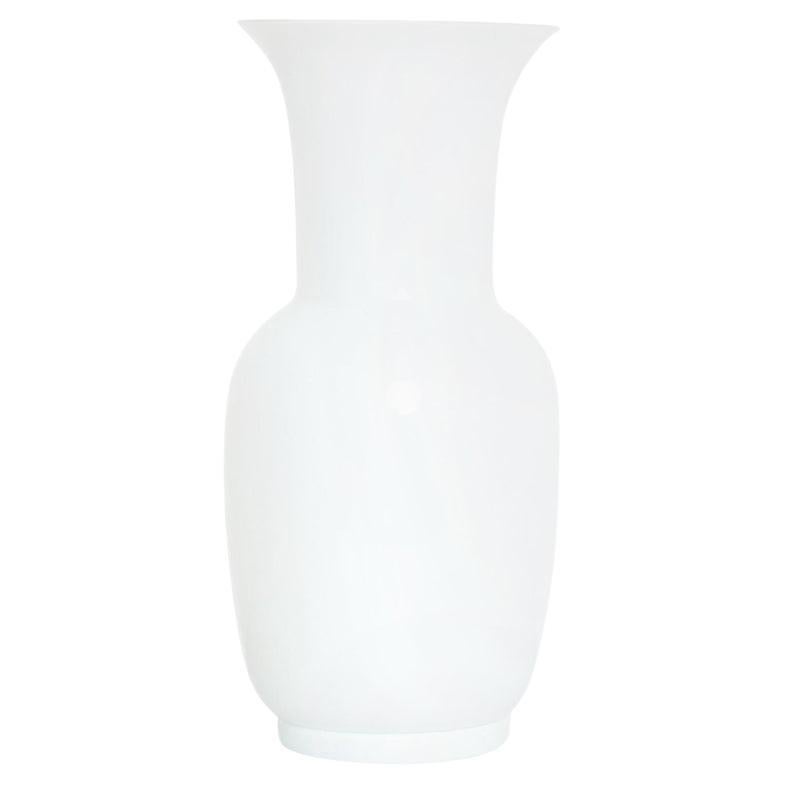 Italian Mid Century Modern Venini White Glass Vase by Tomaso Buzzi, 1983 For Sale