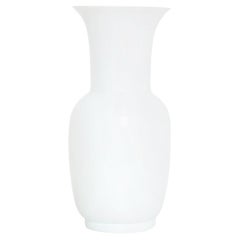 Vintage Italian Mid Century Modern Venini White Glass Vase by Tomaso Buzzi, 1983