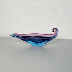 Italian Mid-Century Modern Violet Murano Glass Boat Centerpiece, 1970s
