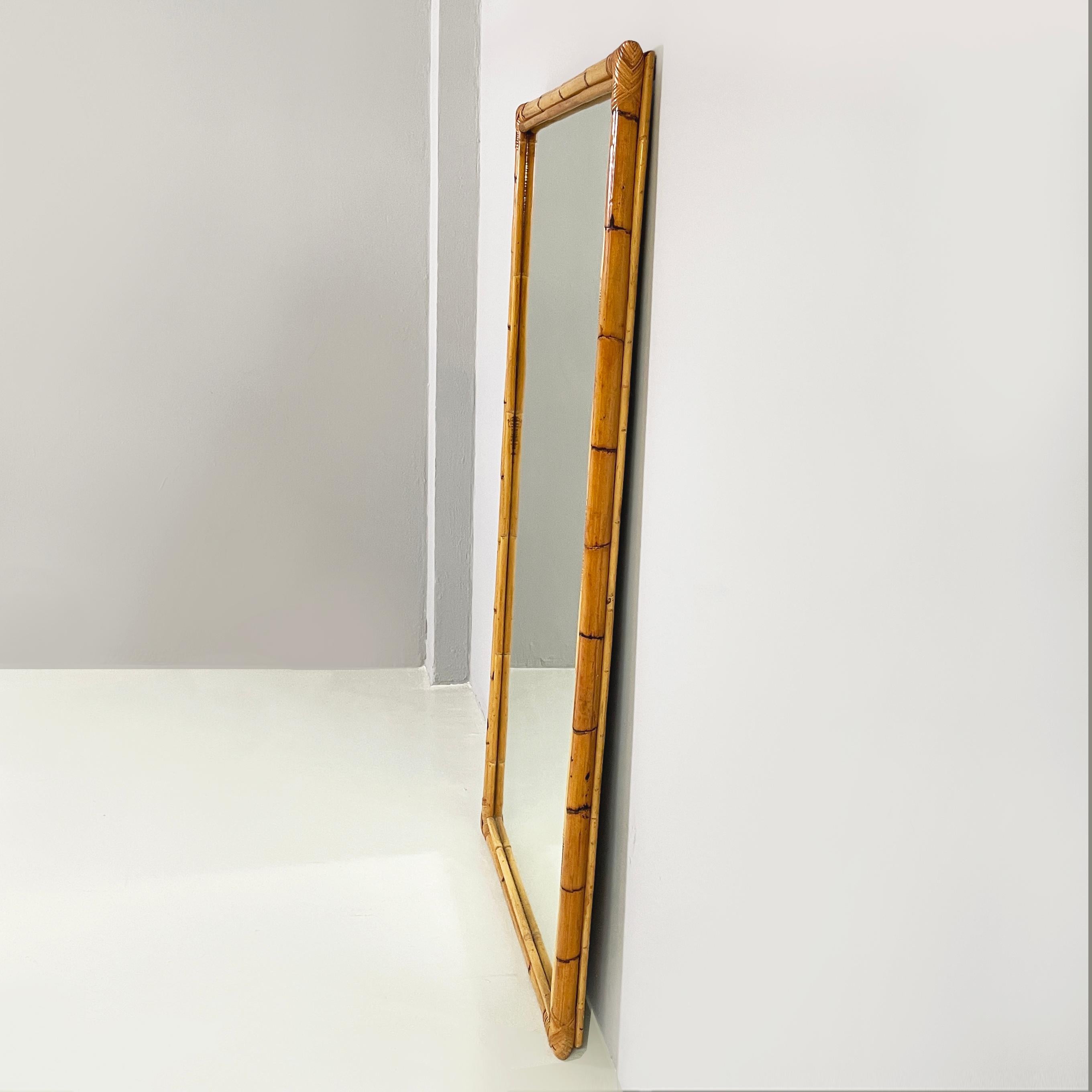 Mid-Century Modern Italian mid-century modern Wall and Full-Length mirror with bamboo, 1960s For Sale