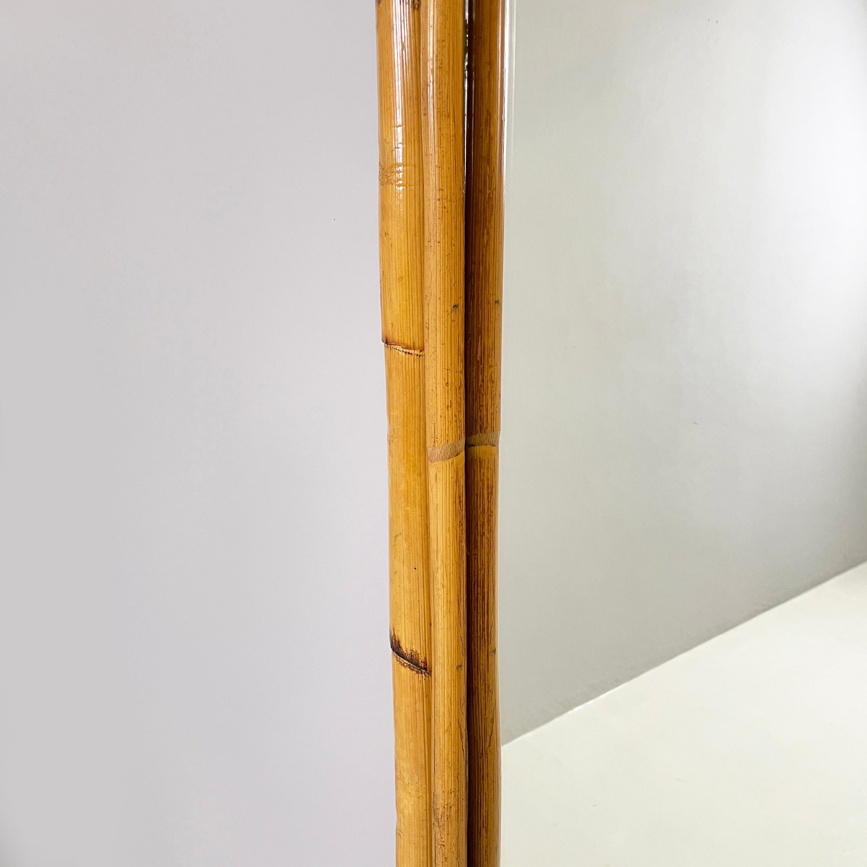 Italian mid-century modern Wall and Full-Length mirror with bamboo, 1960s For Sale 1