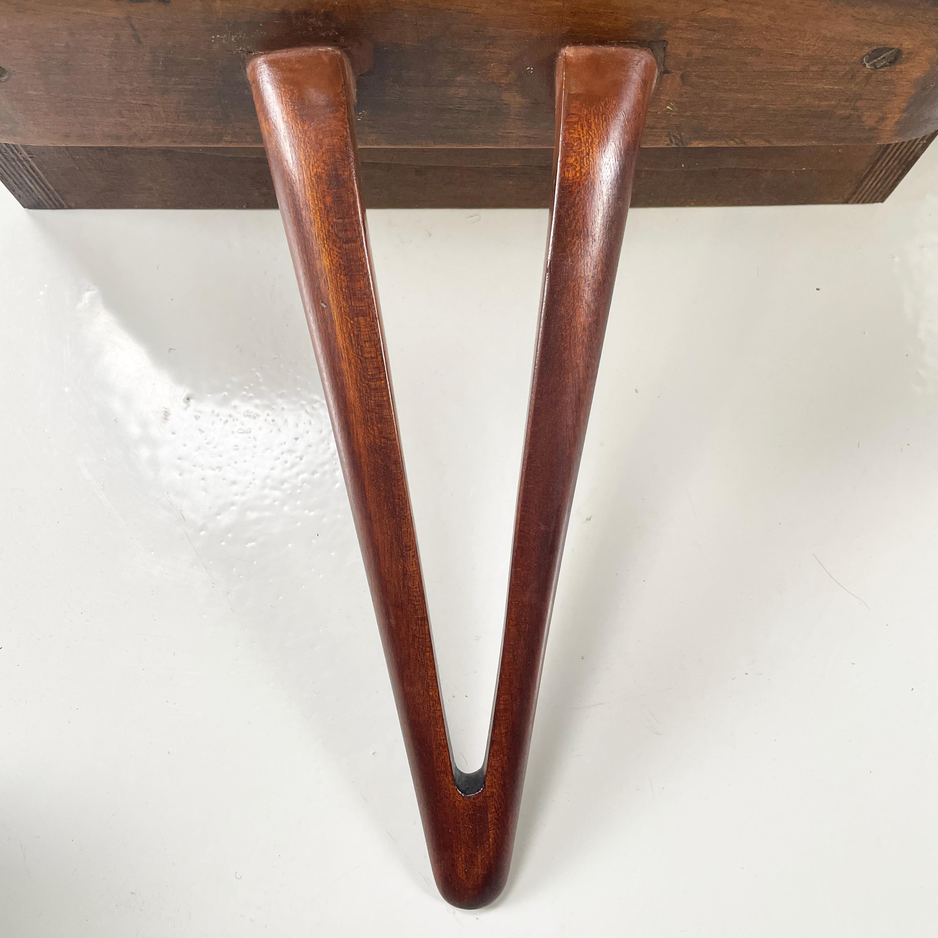 Italian mid-century modern Wall bedside tables with drawer in wood, 1950s 7