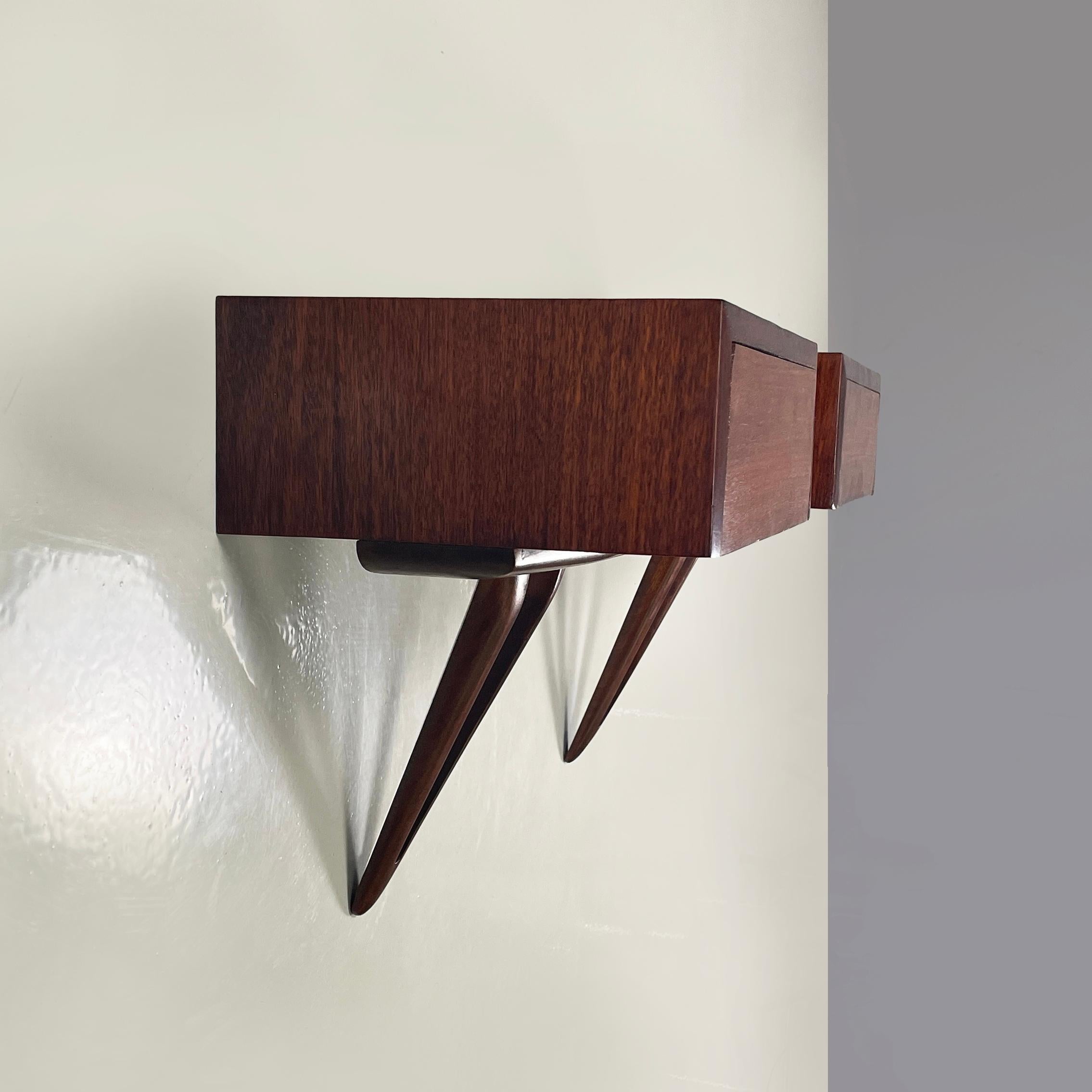 Mid-Century Modern Italian mid-century modern Wall bedside tables with drawer in wood, 1950s