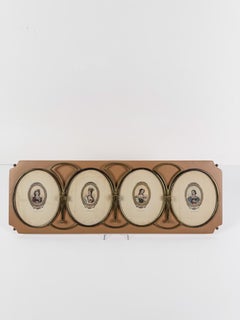 Italian Mid-Century Modern Wall Coat Rack with Brass Oval Frames Luigi XVI Style