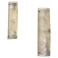 Italian mid-century modern Wall lamps in bollicine glass and white metal, 1950s