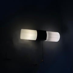 Italian mid-century modern Wall lamps in opaline glass and black Bakelite, 1950s