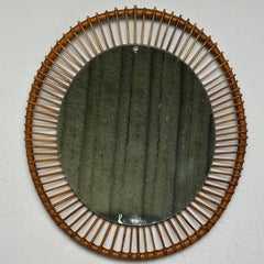 Italian Mid-Century Modern, Wall Mirror, Bamboo, Cane, Rattan, Italy, 1960s