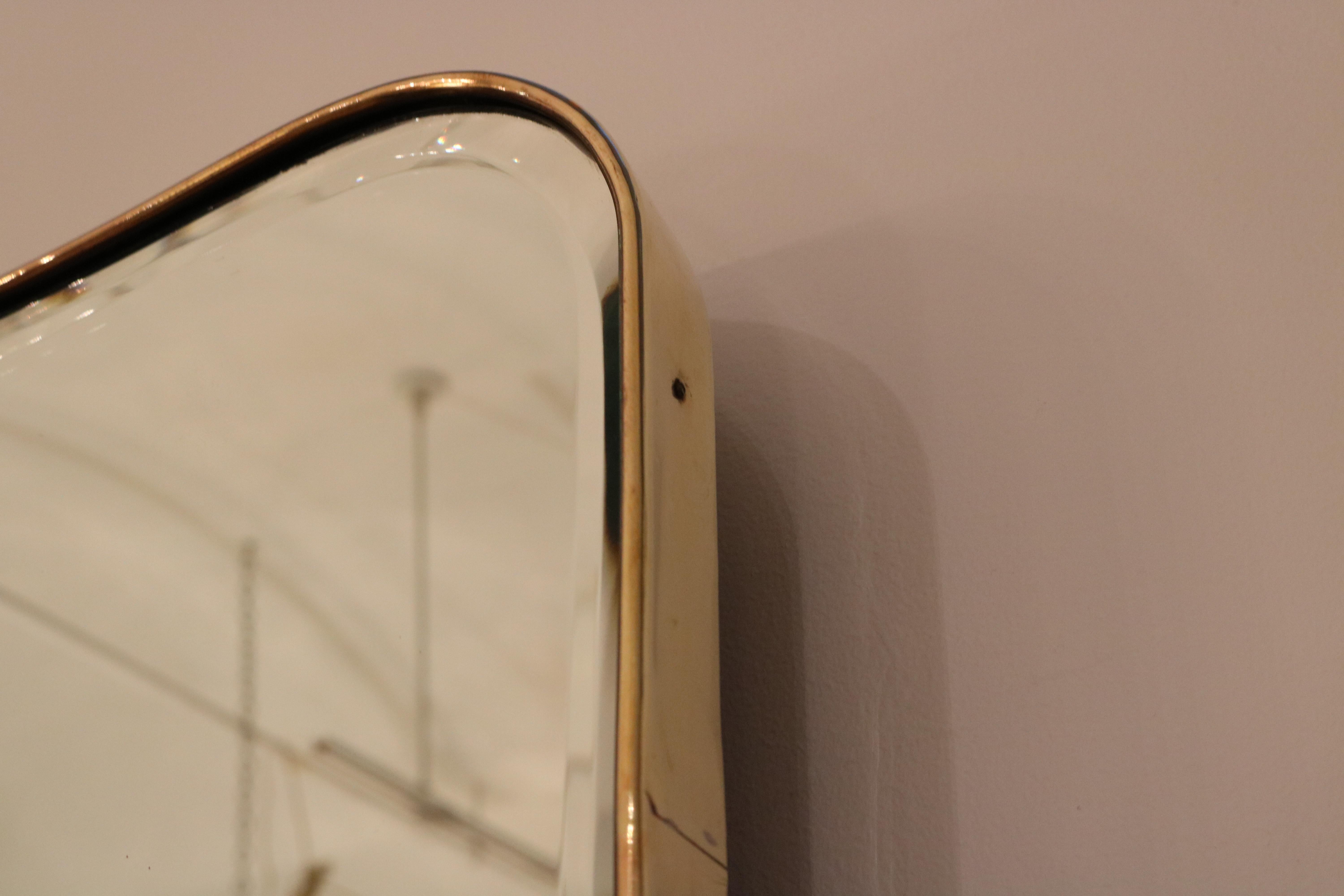 Brass Italian Mid-Century Modern Wall Mirror, 1950s For Sale