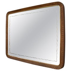 Italian mid-century modern wall mirror in wooden frame for Brusotti, 1940s