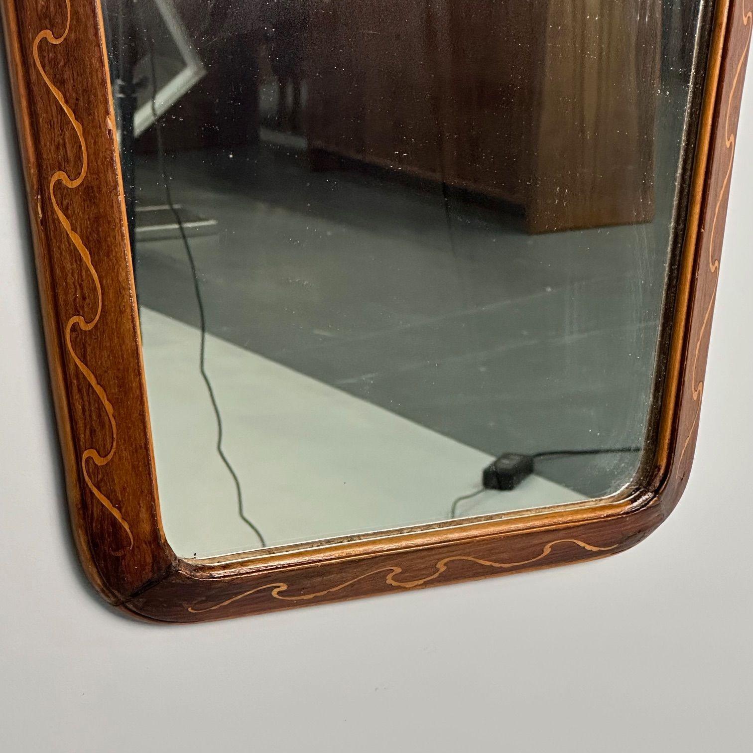 Italian Mid-Century Modern, Wall Mirror, Inlaid Walnut, Italy, 1970s 2