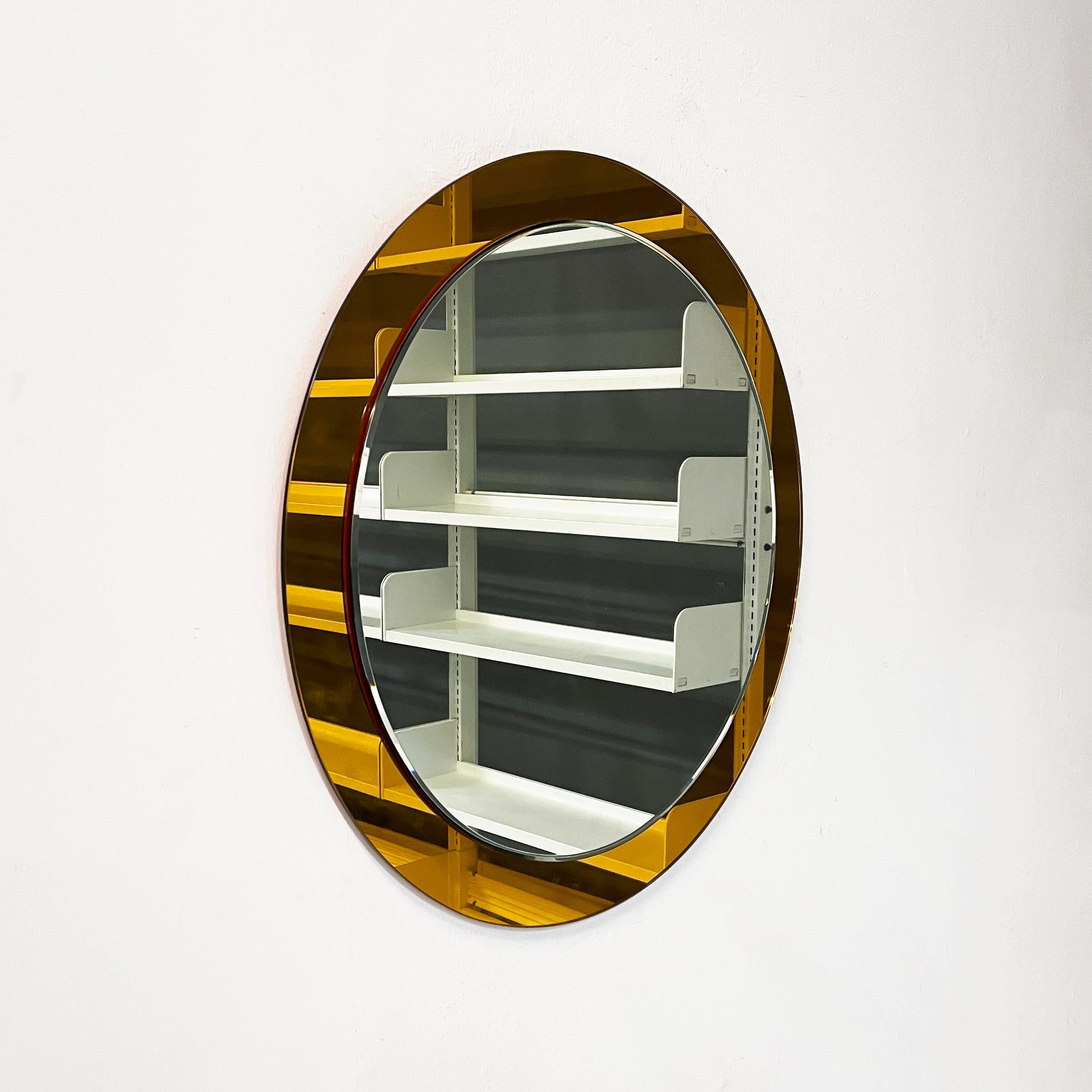 Italian mid-century modern wall mirror with yellow mirror frame, 1960s
Fantastic round wall mirror with yellow mirror frame.
1960 approx.
Very good condition
Measurements in cm 89x3h
This vintage round wall mirror is suitable both for a formal place