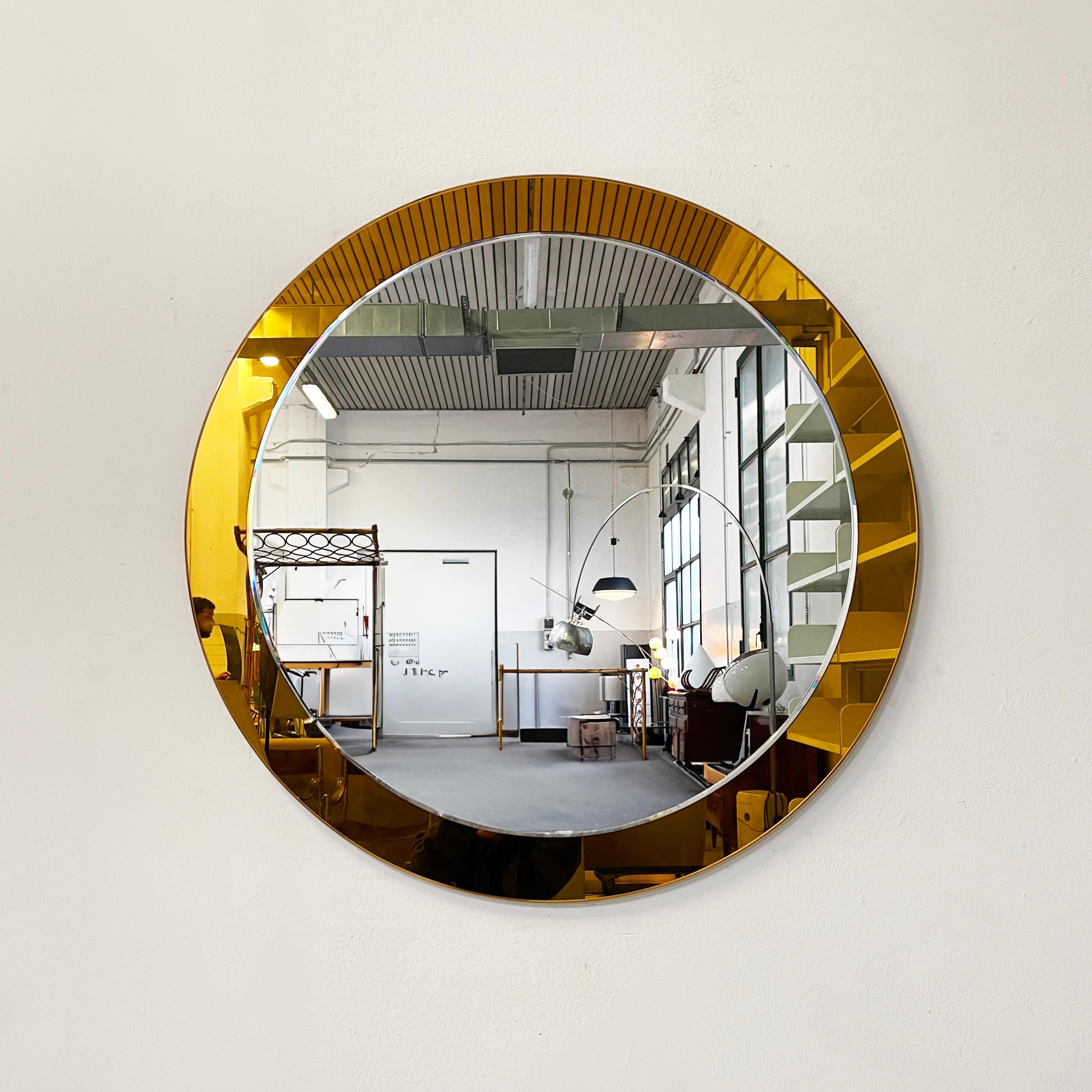Mid-20th Century Italian mid-century modern wall mirror with yellow mirror frame, 1960s For Sale