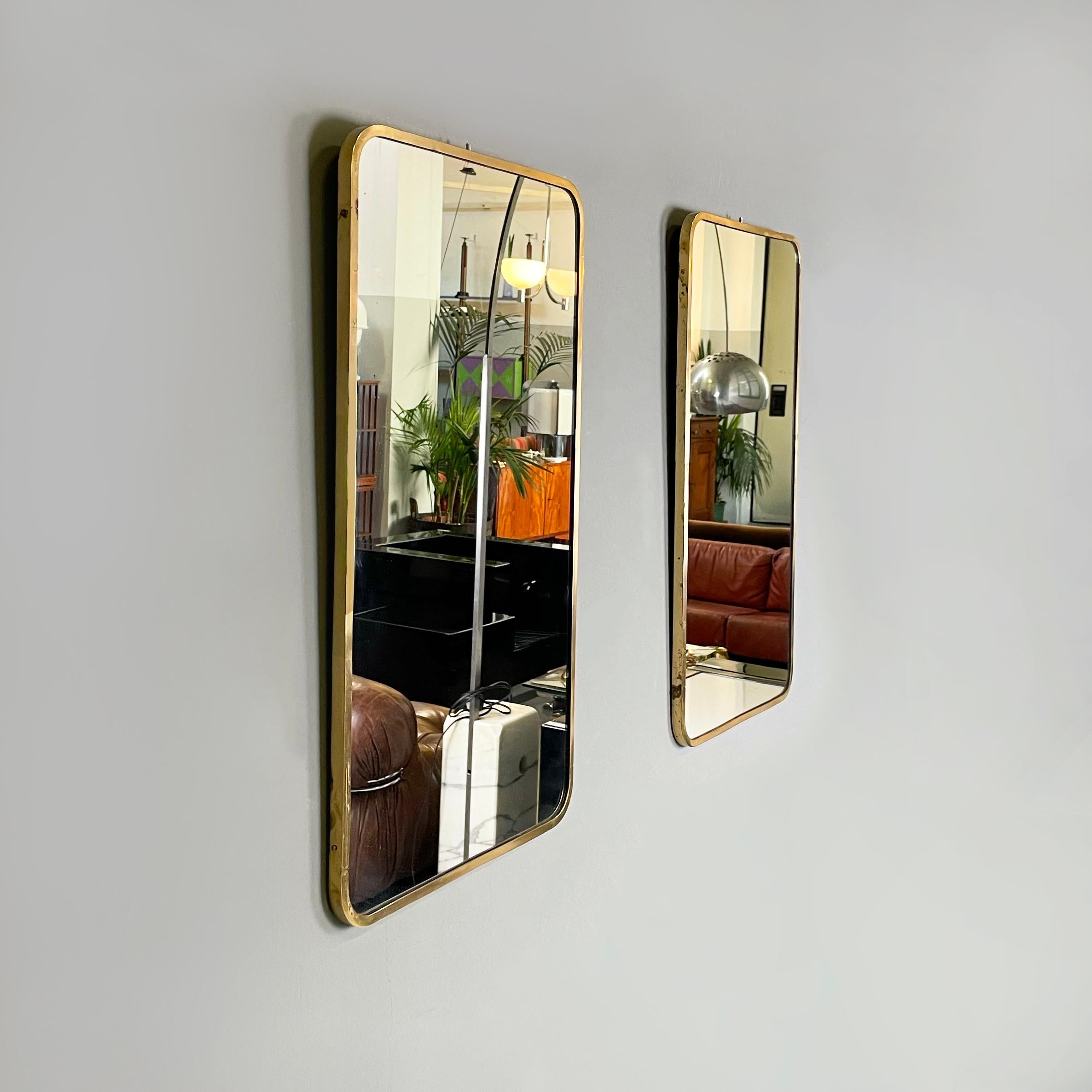 Mid-Century Modern Italian mid-century modern Wall mirrors in brass frame, 1950s