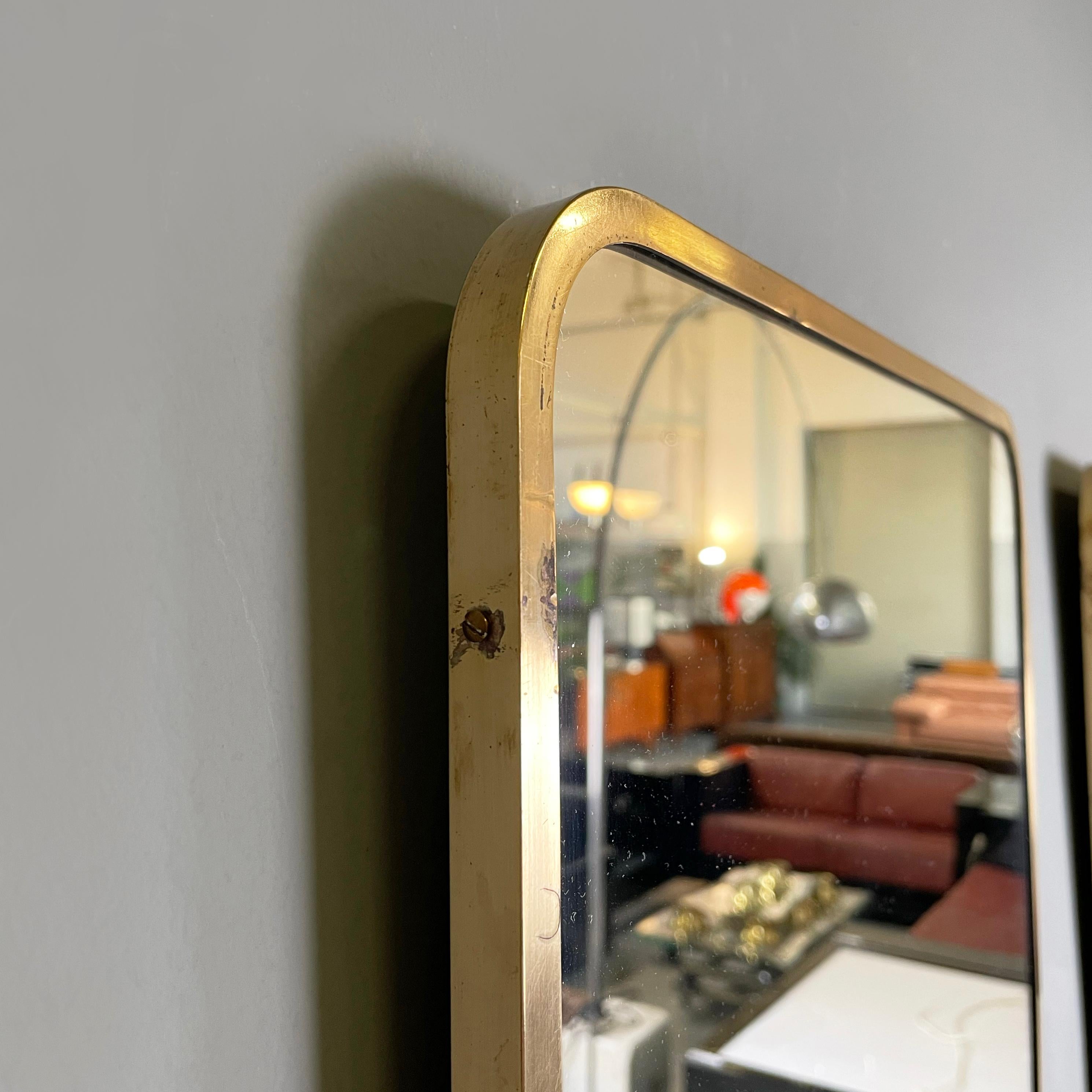 Brass Italian mid-century modern Wall mirrors in brass frame, 1950s