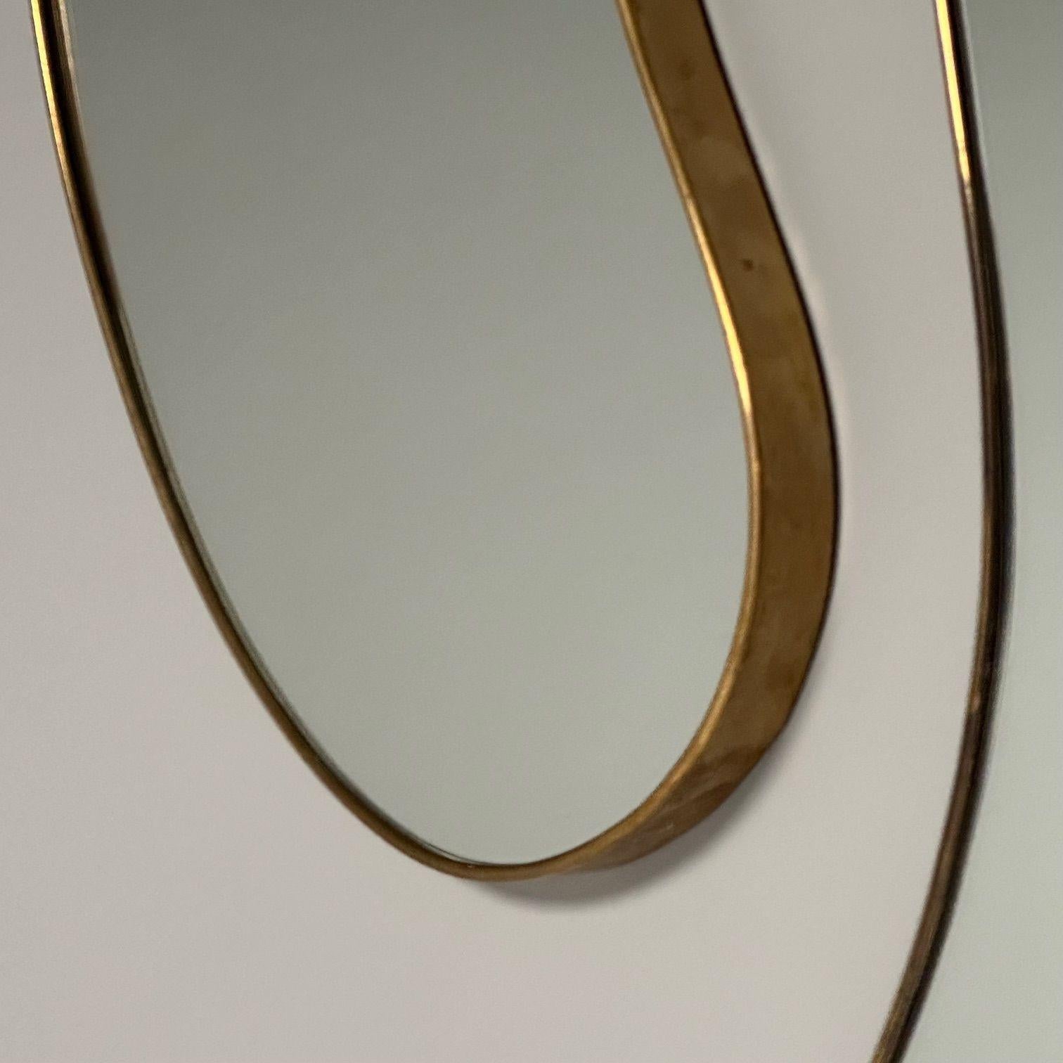 Italian Mid-Century Modern, Wall Mirrors, Organic Form, Brass, Italy, 1950s For Sale 6