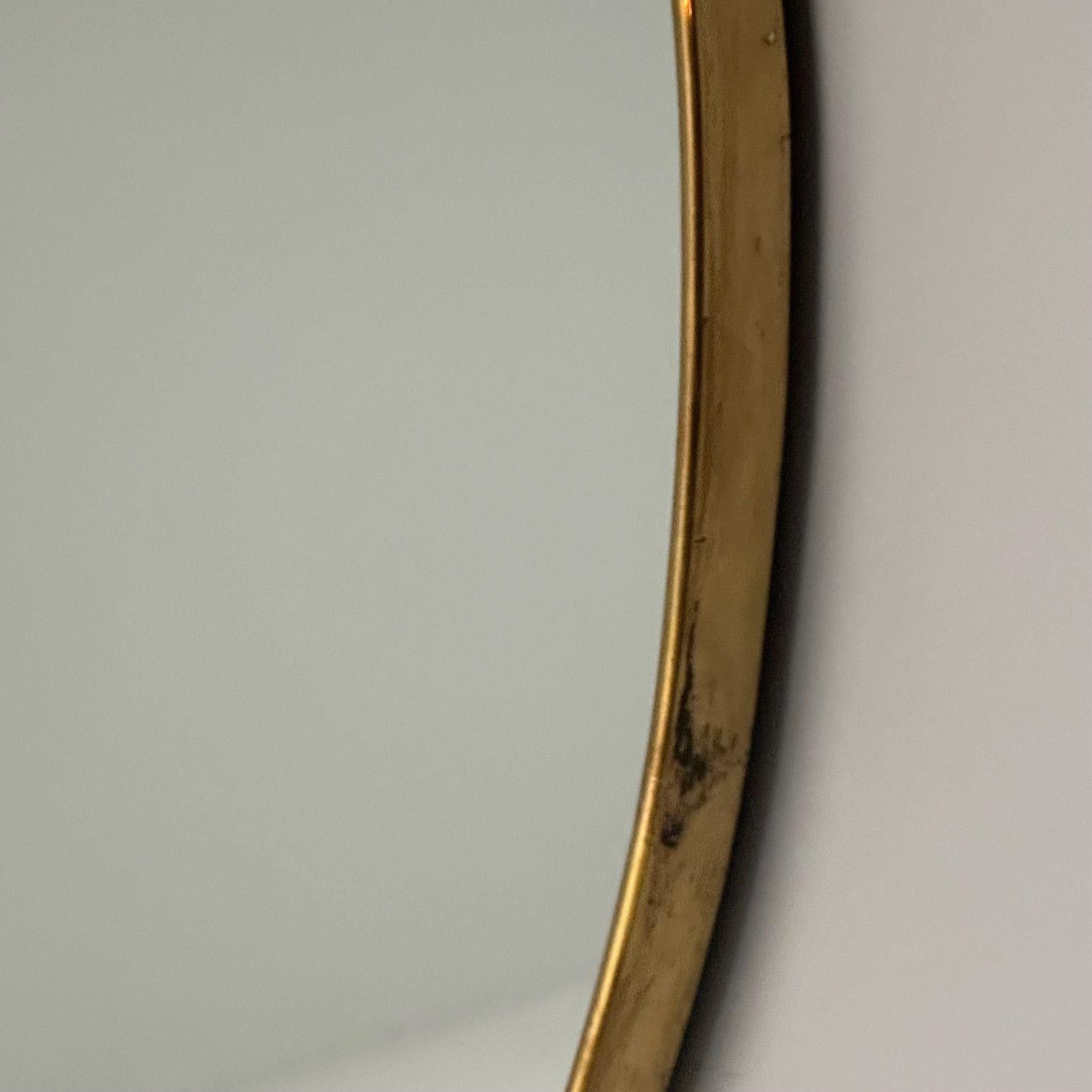 Italian Mid-Century Modern, Wall Mirrors, Organic Form, Brass, Italy, 1950s For Sale 7