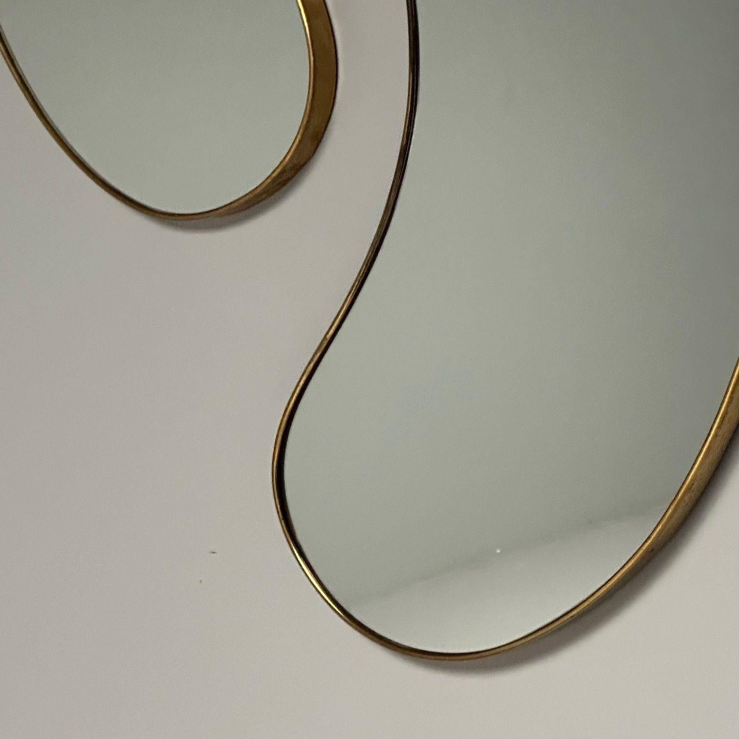 Italian Mid-Century Modern, Wall Mirrors, Organic Form, Brass, Italy, 1950s For Sale 2