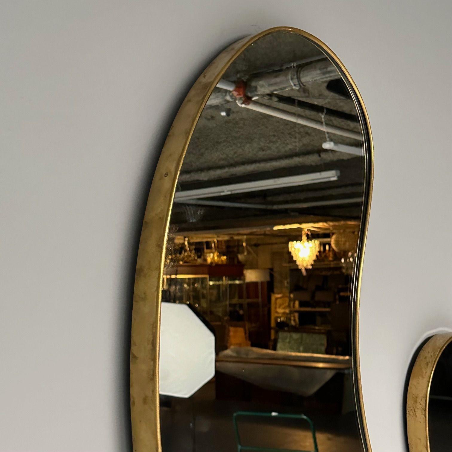 Italian Mid-Century Modern, Wall Mirrors, Organic Form, Brass, Italy, 1950s For Sale 3