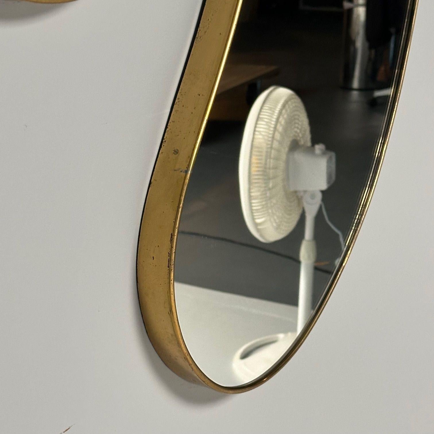 Italian Mid-Century Modern, Wall Mirrors, Organic Form, Brass, Italy, 1950s For Sale 5