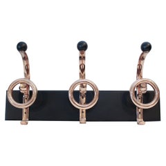 Retro Italian Mid-Century Modern Wall-Mounted Copper Hat and Coat Rack
