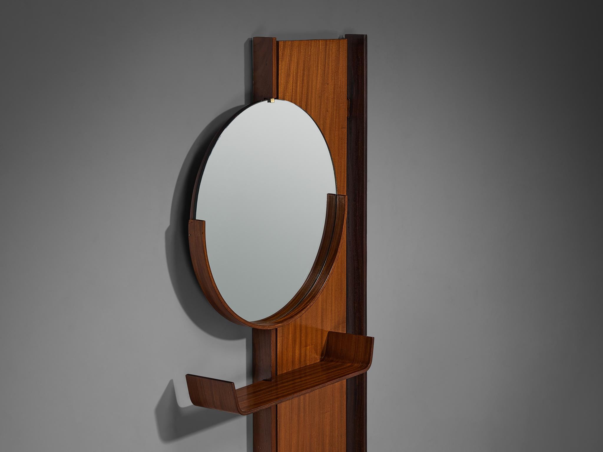 Italienischer Mid-Century Modern-Wandspiegel mit Regal aus Teakholz, Mid-Century Modern im Angebot 2
