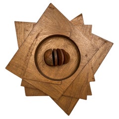 Escultura de madera italiana de mediados del siglo XX, elemento decorativo geométrico