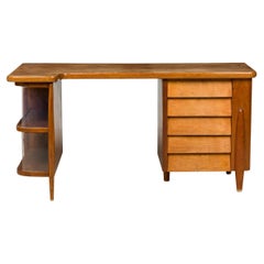 Vintage Italian Mid-Century Modern Walnut Desk, Style of Gio Ponti