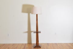 Italian Mid-Century Modern Walnut Obelisk Floor Lamp with Tray, Mid 20th Century