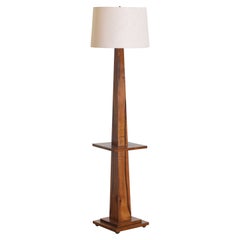 Italian Mid-Century Modern Walnut Obelisk Floor Lamp with Tray, Mid 20th Century