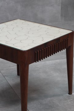 Italian Mid-Century Modern Walnut Side Table with Ribbed Details, 1950s