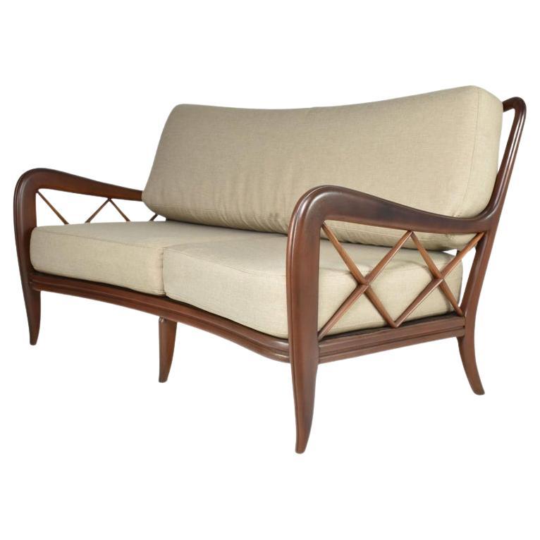 Italian Mid-Century Modern Walnut Sofa, 1950s