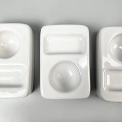 Italian mid-century modern white egg cups by Mangiarotti Fratelli Brambilla 1970