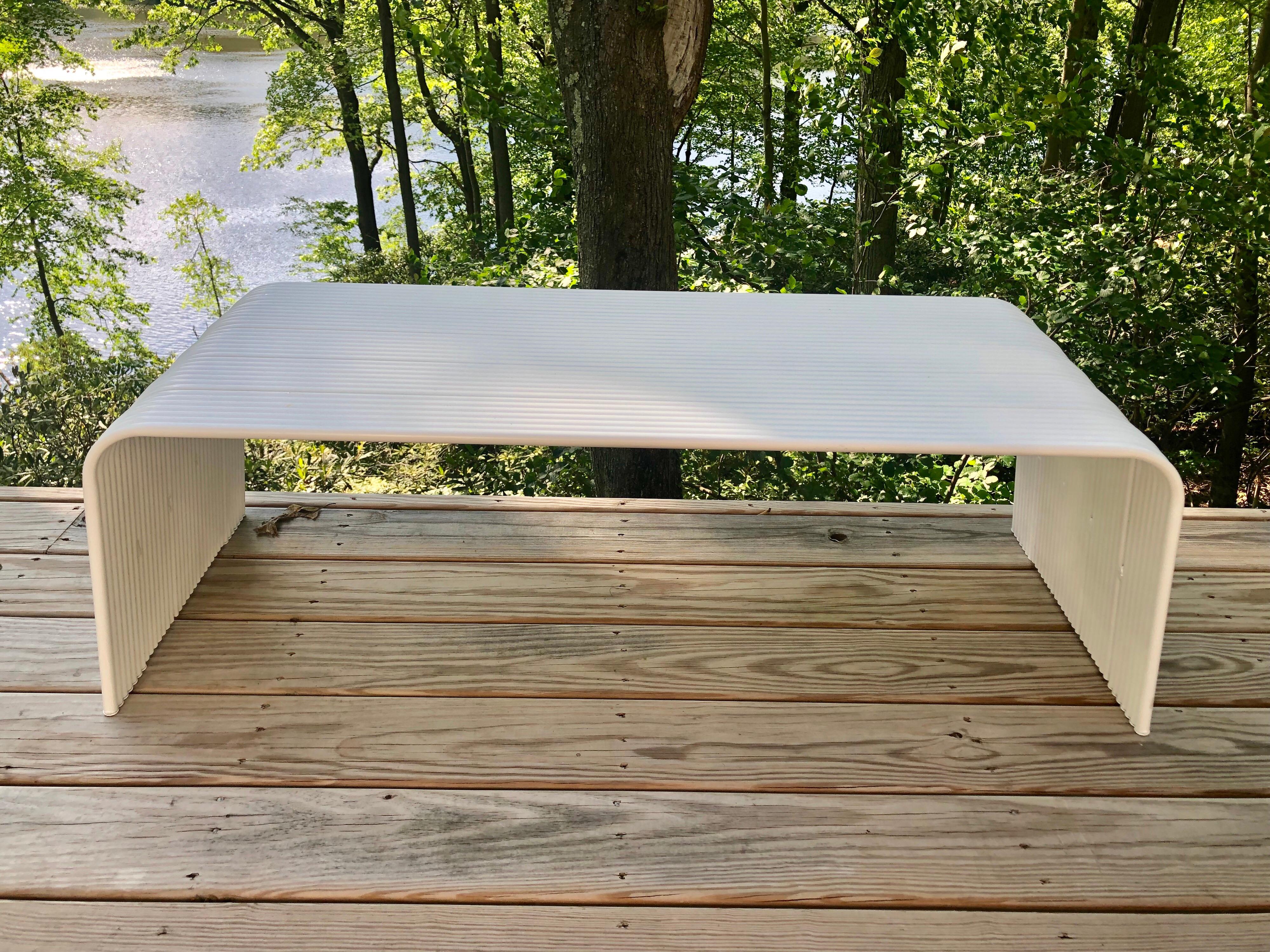 modern white outdoor bench
