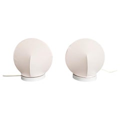 Italian mid-century modern White fabric bedside lamps, 1970s
